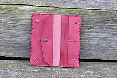 Peňaženky - Dámská kožená peňaženka - tmavě růžová - 15883411_