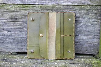 Peňaženky - Dámská kožená peňaženka - khaki - 15883438_