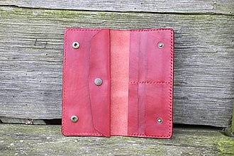 Peňaženky - Dámská kožená peňaženka - tmavě červená - 15883442_
