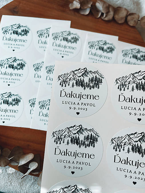 Úložné priestory & Organizácia - Nálepka Svadobná výslužka Hory - 15885544_