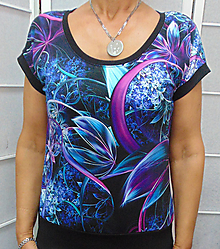 Topy, tričká, tielka - Tričko modrofialová abstrakce XS - XXXL - 15883896_