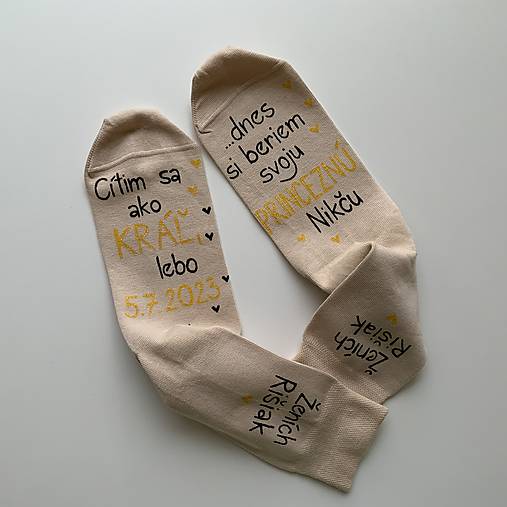 Maľované ponožky pre ženícha (Béžové)