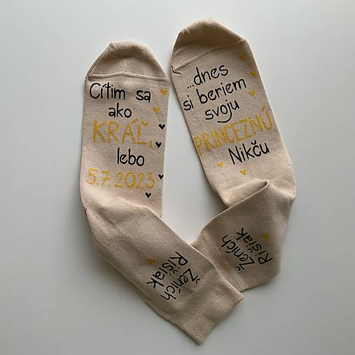 Maľované ponožky pre ženícha (Béžové)