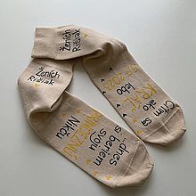 Ponožky, pančuchy, obuv - Maľované ponožky pre ženícha (Béžové) - 15884410_