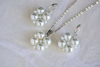 Náušnice - Svadobné perlové náušnice - svadba 2021 (set náušníc a náhrdelníka) - 15884148_