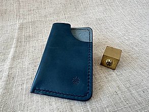 Peňaženky - Kožené púzdro na karty NO.2 Peňaženka (Modrá) - 15885263_