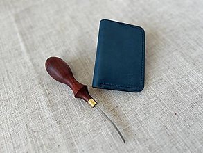 Peňaženky - Kožená peňaženka NO.1 (Modrá) - 15885416_