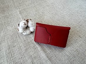 Peňaženky - kožené púzdro na vizitky / mini peňaženka (Červená) - 15885501_
