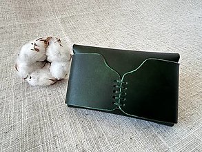 Peňaženky - kožené púzdro na vizitky / mini peňaženka (Zelená) - 15885517_