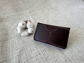 Peňaženky - kožené púzdro na vizitky / mini peňaženka (Bordová) - 15885521_
