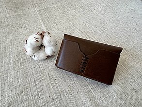 Peňaženky - kožené púzdro na vizitky / mini peňaženka (Hnedá) - 15885548_