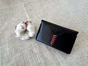 Peňaženky - kožené púzdro na vizitky / mini peňaženka (Čierna) - 15885565_