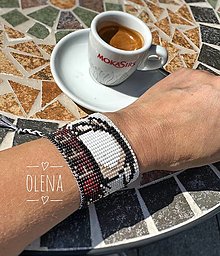 Náramky - Náramok "Káva. Coffee" tkaný z rokajlových korálok Preciosa, ručná výroba - 15884151_