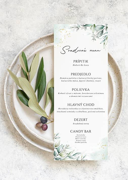 Papiernictvo - Svadobné menu DL greenery - 15887371_