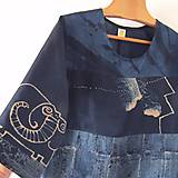 Topy, tričká, tielka - AFRIKA - modrotiskový top - 15886509_