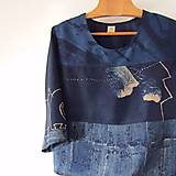 Topy, tričká, tielka - AFRIKA - modrotiskový top - 15886512_