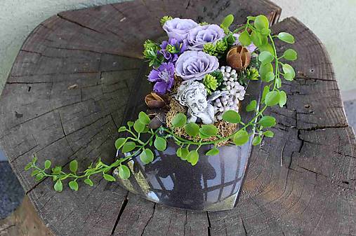 Dekorácie - Dušičky - ikebana na hrob Klára, fialová - 15887330_