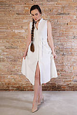 Šaty - Biele košeľové Midi šaty - 15886205_