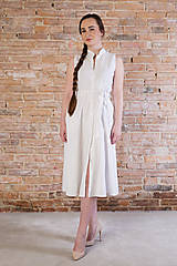 Šaty - Biele košeľové Midi šaty - 15886206_