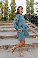 Oblečenie na dojčenie - Ľanové PUFF šaty - MAMA A DCÉRA – rôzne farby - 15886731_