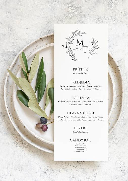 Papiernictvo - Svadobné menu DL simple venček - 15888551_