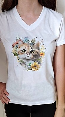 Topy, tričká, tielka - Tričko dámske "Mačička" - 15889508_