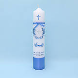 Sviečky - Folklórna sviečka na krst modrá - 15888539_