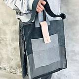 Veľké tašky - SIVÁ kožená veľká taška - 15890305_