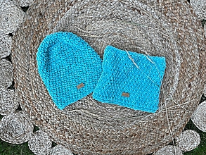 Čiapky, čelenky, klobúky - Set čepice a nákrčníku ŇUF - různé barvy (Tyrkysová) - 15889363_