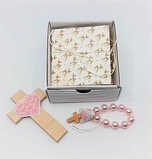 Dekorácie - Ružový set III -  krížik, ruženček - na 1. sv. prijímanie,  k narodeniu dieťať - 15890051_