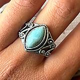 Prstene - Antique Silver Larimar Ring / Elegantný prsteň s larimarom N111 - 15891999_