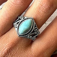 Prstene - Antique Silver Larimar Ring / Elegantný prsteň s larimarom N111 - 15891999_