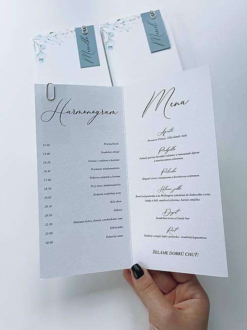 Papiernictvo - Otváracie menu s harmonogramom a menovkou greenery - 15891875_