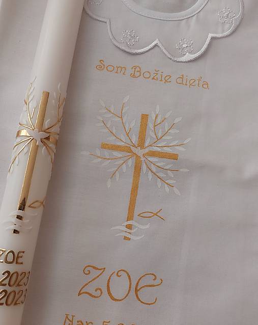 Detské oblečenie - košieľka na krst a sviečka Lora - 15892306_