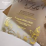 Papiernictvo - Transparentné svadobné oznámenia - zlatá na mliečnom plaste I20397 - 15891221_