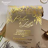 Papiernictvo - Transparentné svadobné oznámenia - zlatá na mliečnom plaste I20397 - 15891223_
