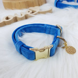 Baxie BLUE zamatový handmade obojok pre psa modrý