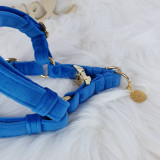 Pre zvieratá - Baxie BLUE, handmade zamatový step in postroj pre psa modrý - 15894504_