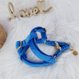 Pre zvieratá - Baxie BLUE, handmade zamatový step in postroj pre psa modrý - 15894505_