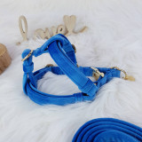 Pre zvieratá - Baxie BLUE, handmade zamatový step in postroj pre psa modrý - 15894508_