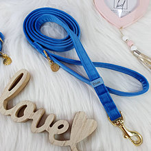 Pre zvieratá - Baxie BLUE velvet, modré zamatové handmade vodítko pre psa - 15894485_