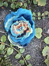 Brošne - Brošňa modrotyrkysový kvet - 15893395_