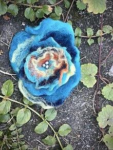 Brošne - Brošňa modrotyrkysový kvet - 15893395_