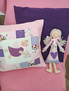 Úžitkový textil - Vankúš s anjelikom  (Ružová dievča) - 15895324_