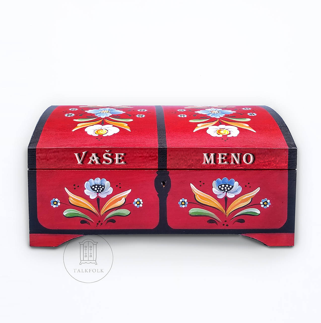 Ručne maľovaná truhlička Rosemaling (dĺžka - 30cm, šírka - 20cm, výška - 13cm)