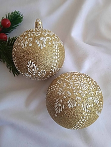 Dekorácie - Vianočné gule zdobené voskom-glitrové - 15895566_