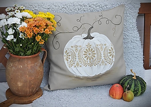 Úžitkový textil - Bavlnený poťah s ornamentovou tekvicou - 15895827_