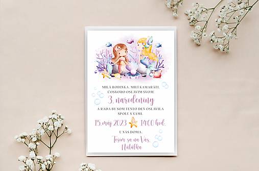 Papiernictvo - Pozvánka na narodeninovú oslavu morská víla - 15897557_
