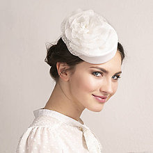 Ozdoby do vlasov - Hodvábny svadobný klobúk s veľkým kvetom, klasický svadobný klobúk s bodkovaným hodvábnym kvetom, klobúčik z hodvábne - 15896619_