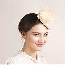 Ozdoby do vlasov - Hodvábny svadobný klobúk s veľkým kvetom, klasický svadobný klobúk s bodkovaným hodvábnym kvetom, klobúčik z hodvábne - 15896640_